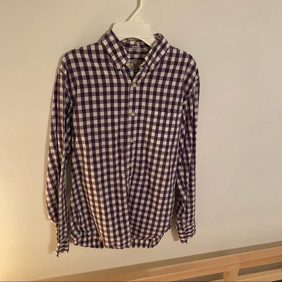 Men’s small slim fit J Crew purple/white plaid button down - Picture 1 of 5